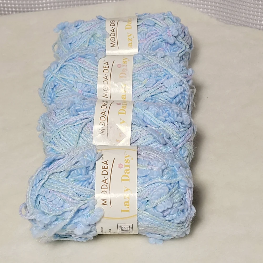 MODA-DEA Lazy Daisy Yarn #3812 Sky Blue 4 Skeins Made in Italy